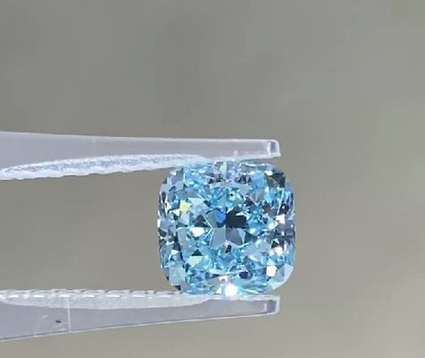 سایز بزرگ CVD Lab Grown Blue Diamonds Fancy Vivid Synthetic 2.25 Ct Cushion Cut VS1
