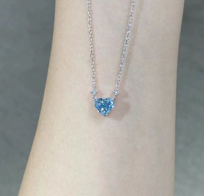 1.51ct لابراتوار الماس جواهرات سنتيک Cvd قلبه آبي برش قلبه 18k طلاي سفيد