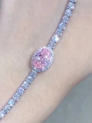 2.87ct الماس صورتی دستبند تنیس الماس های مصنوعی