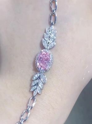 دستبند تنیس الماس سنتیکی شکل بیضی 2.72ct دستبند الماس صورتی شکل بیضی