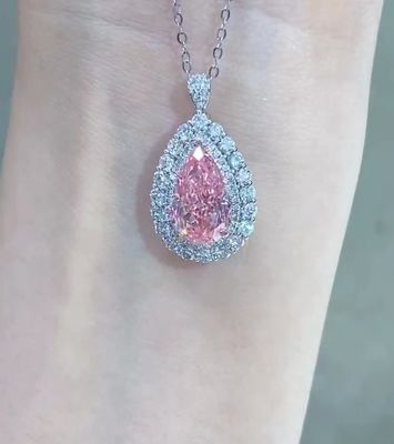 لابراتوار مصنوعی ساخته شده انگور الماس قلاده معلق 3.46ct رنگ صورتی