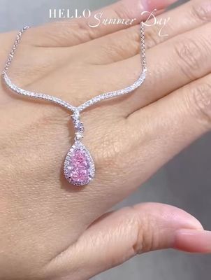 1.97ct لابراتوار رشد الماس آویز گردنبند انگور برش صورتی رنگ سفارشی