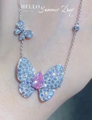 دستمزد لابراتوار الماس معلق گردنبند انگل برش پروانه شکل 1.67ct