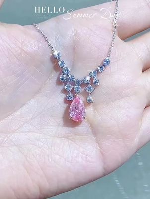 IGI گواهینامه آزمایشگاهی رشد الماس آویزان انگشتر برش 2.84ct صورتی رنگ فانتزی