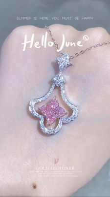 چهار برگ کلور لیلی برش آزمایشگاه رشد الماس آویز فانتزی صورتی 2.93ct