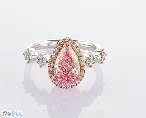 2.31ct Pear Cut فانتزی گلابی آزمایشگاهی رشد الماس حلقه هالو IGI گواهینامه برای زنان عروسی