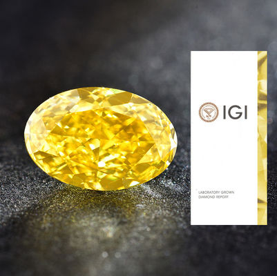 الماس های زرد ساخت آزمایشگاهی 1.00ct فانتزی زرد روشن VS1 شکل بیضی HPHT
