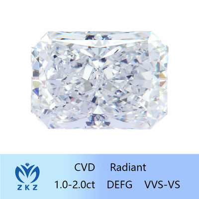 بی رنگ 10 Mohs Radiant Cut آزمایشگاهی رشد الماس های فانتزی VS-VVS شفافیت