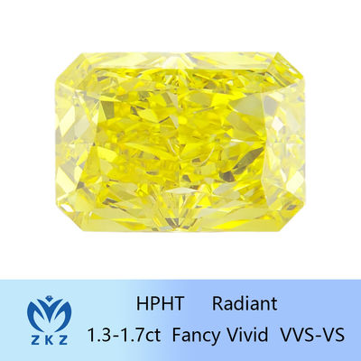 شکل تابناک HPHT الماس زرد آزمایشگاهی 1.3ct-1.7ct گواهینامه IGI