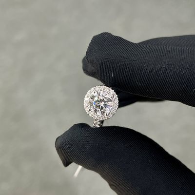حلقه های الماس رشد آزمایشگاهی CVD حلقه الماس سفید با 1.006ct DEF VVS شکل گرد