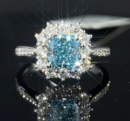 حلقه های الماس بلو لابراتوار رشد 1.29ct حلقه هدیه الماس مصنوعی برای زنان