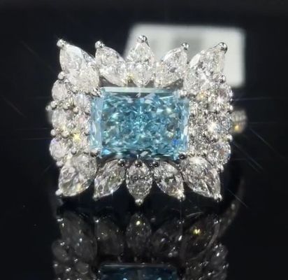 2.20ct حلقه الماس بلو لابراتوار بزرگ شده با تنظیم سبک اطراف برای مناسبت های خاص