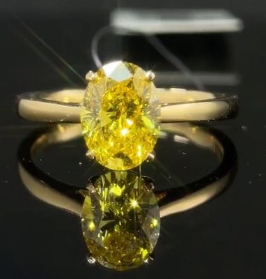 1.59ct لابراتوار الماس جواهرات شکل بیضوی برش الماس حلقه فانتزی رنگ روشن زرد سبک کلاسیک